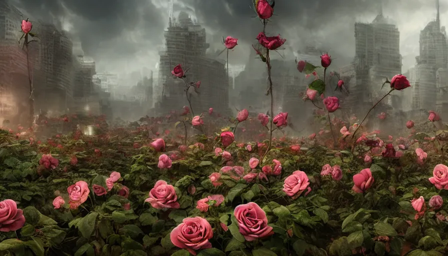 Image similar to The rose flowers withered, the lawyers are disappointed and frustrated, a hyperrealistic photograph 3D octane render of a highly detailed epic cinematic concept art CG render digital painting artwork powerful 8k