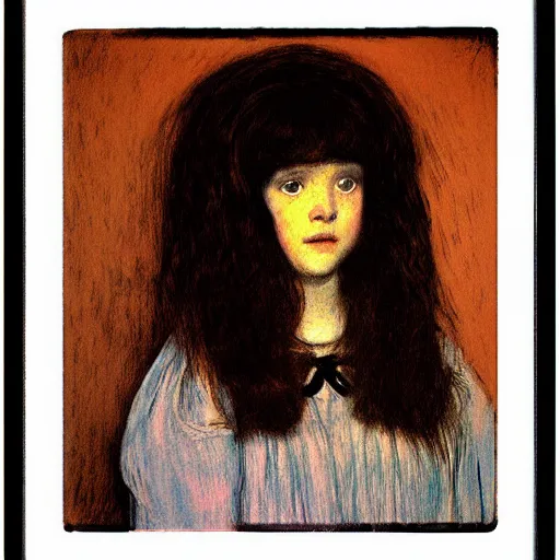 Image similar to a girl in a room, old polaroid by goya, by klimt, digital painting, strong lights, flat colors, pastel colors,