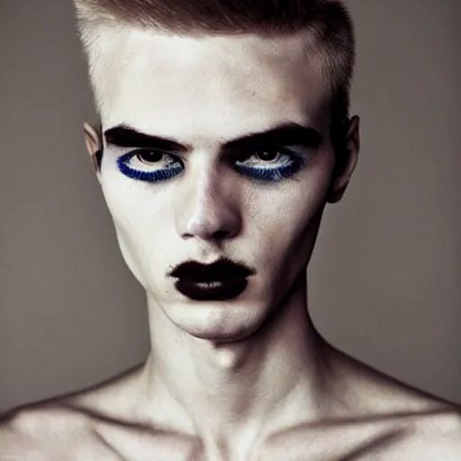 Image similar to a very beautiful genderless person, fashion photography, amazing details