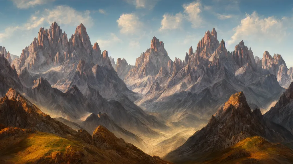 Prompt: Trending on artstation, beautiful Mountains, Dolomites, detailed matte painting, oil on canvas