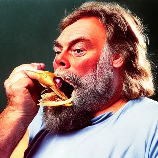 Prompt: brian blessed swallowing a fish whole