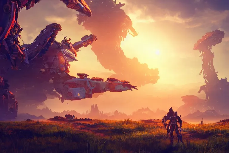 Image similar to watcher machine mecanical creature robot of horizon forbidden west horizon zero dawn radiating a glowing aura global illumination ray tracing hdr fanart arstation by ian pesty and alena aenami artworks in 4 k