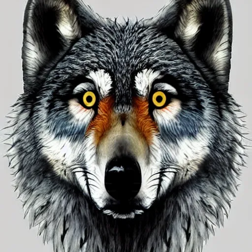 Image similar to ( ( ( wolf ) ) ) with the head of an owl, animal reference sheet, featured on artstation