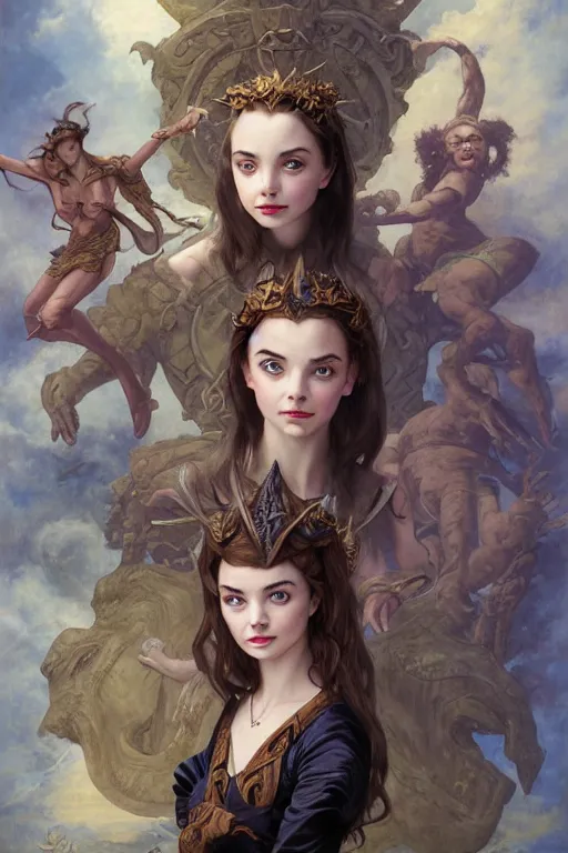 Image similar to A fantasy comic book style portrait painting of Jodie Comer, Anya Taylor-Joy, Joey King, as an Atlantean Reptilian Warrior, François Boucher, Oil Painting, Mystical Valkyrie, unreal 5, DAZ, hyperrealistic, octane render, Regal, Refined, Detailed Digital Art, RPG portrait, William-Adolphe Bouguereau, Michael Cheval, Walt Disney (1937), Steampunk, dynamic lighting, Highly Detailed, Cinematic Lighting, Unreal Engine, 8k, HD