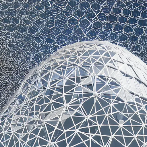 Image similar to Geodesic dome of nanobots expanding, New York City, Technological Singularity photograph
