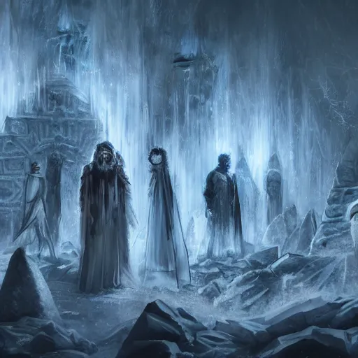 Prompt: future disciples of frozen symmetrical world, Pythagoras, sinner cataclysm, dynamic lighting, deus ex machina, primeval duality, cinematic, establishing shot, extremely high detail, photo realistic, cinematic lighting, oil painting, intricate line drawings