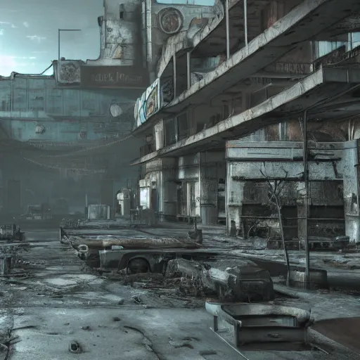 Image similar to fallout 3 concept art render in unreal 5