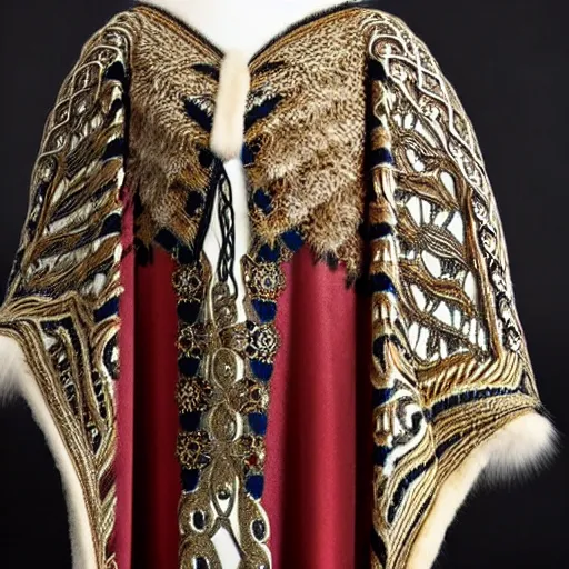 Image similar to photo of a real-life very beautiful nordic princess ornate cloak, highly detailed