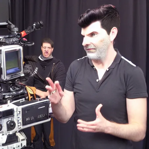 Prompt: behind the scenes of a captain disillusion video