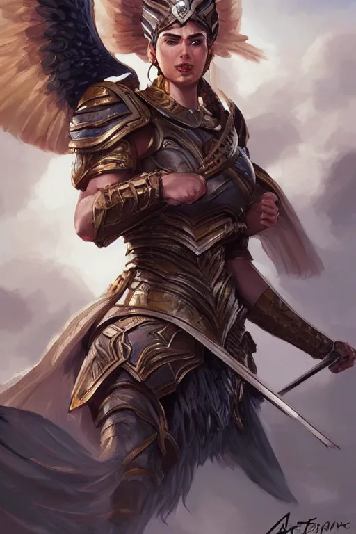 Image similar to amazon valkyrie athena, d & d, fantasy, portrait, highly detailed, headshot, digital painting, trending on artstation, concept art, sharp focus, illustration, art by artgerm and greg rutkowski and magali villeneuve