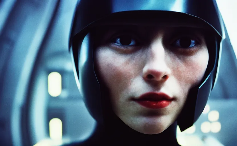 Prompt: cinestill 5 0 d candid photographic portrait by helen levitt of a feminine male android wearing black techwear on a brutalist dystopian spaceship, medium closeup, modern cyberpunk suspense emotional cinematic, solar storm, 8 k, hd, high resolution, 3 5 mm, f / 3 2, ultra realistic faces, ex machina