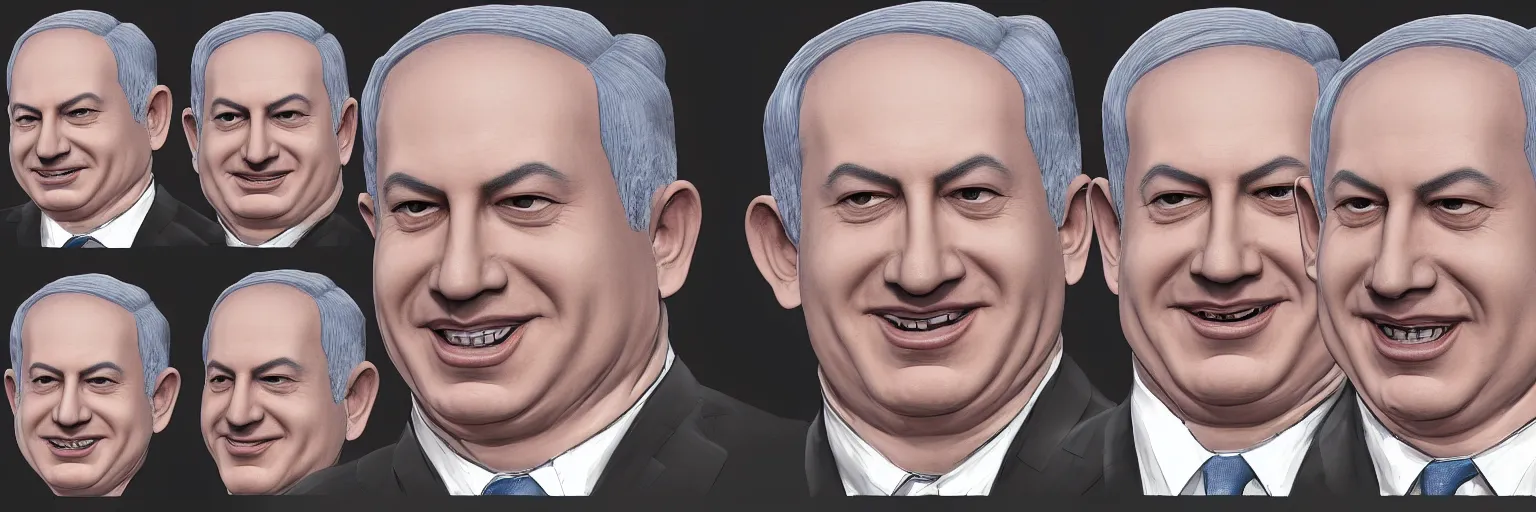 colored character face study of benjamin netanyahu | Stable Diffusion ...