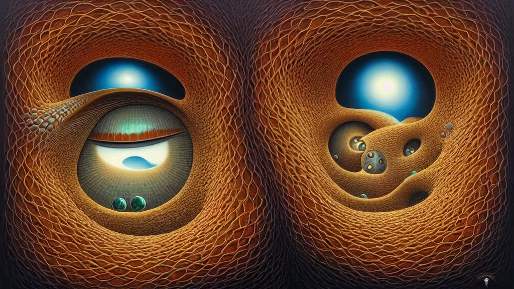 Image similar to peer into the depths of the endless cosmic void. behold your fears. naoto hattori, oil on canvas