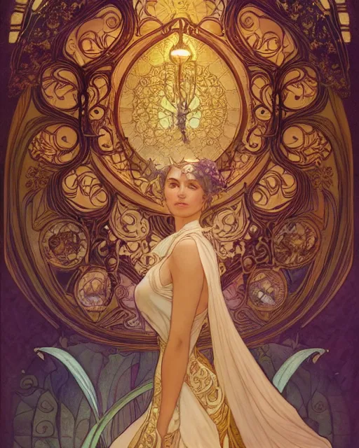 Image similar to a death, highly detailed, very intricate, art nouveau, gold filigree, romantic storybook fantasy, soft cinematic lighting, award - winning, disney concept art watercolor illustration by mandy jurgens and alphonse mucha and alena aenami, pastel color palette, featured on artstation