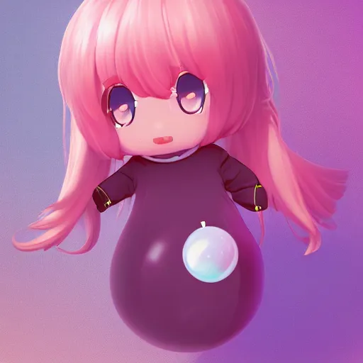 Prompt: cute fumo plush of a blob googirl, chibi monster girl, long dress, stylized shiny reflective refractive transparent liquid melty bubblegum pbr material, vray
