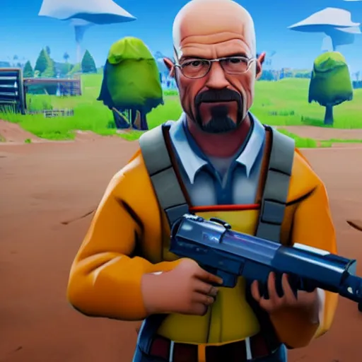 Prompt: walter white in the style of fortnite