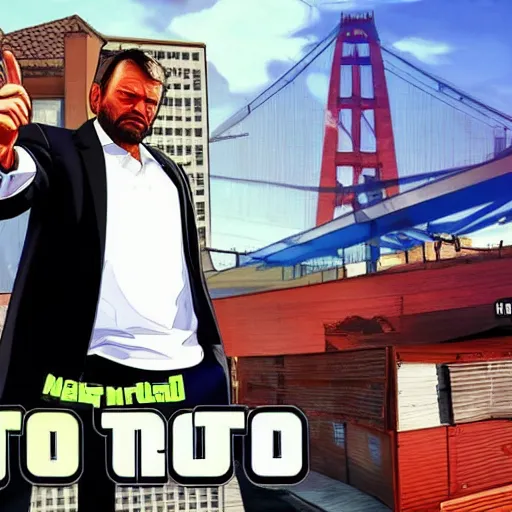 Prompt: ganster mariano rajoy, gta v loading screen art,