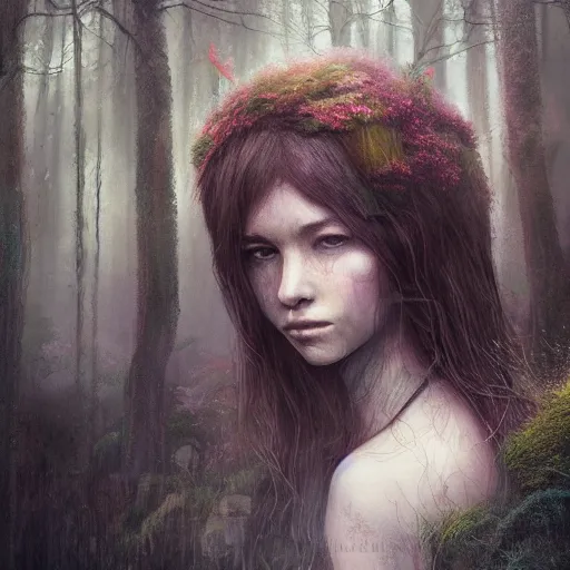 Image similar to forest child in a river, leesha hannigan, ross tran, fantasy, light, highly detailed faces, artwork, fog, forest