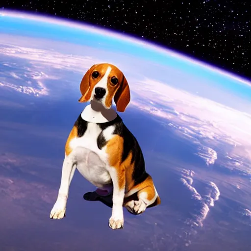 Image similar to beagle dog in space