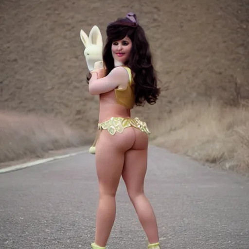 Image similar to christina hendrick with bunny girl outfit,