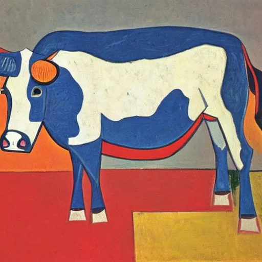 Prompt: painting of a cow by Picasso