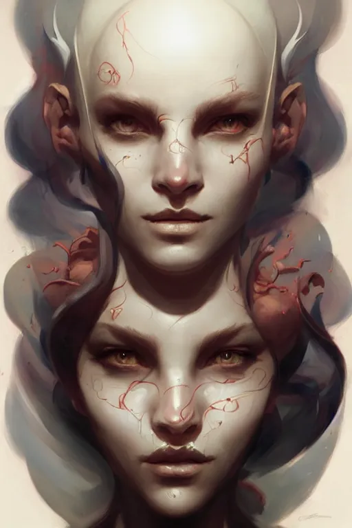 Prompt: facial tattoo design by peter mohrbacher and craig mullins and james jean