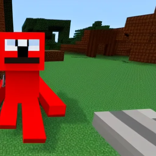 Image similar to elmo in minecraft