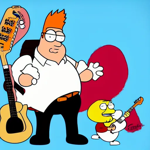 Image similar to peter griffin family guy playing an epic guitar solo