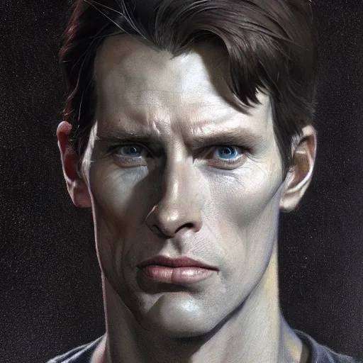 Image similar to a hyper - realistic character concept art portrait of young kevin conroy, depth of field background, artstation, award - winning realistic sci - fi concept art by jim burns and greg rutkowski, beksinski, a realism masterpiece, james gilleard, bruegel, alphonse mucha, and yoshitaka amano.