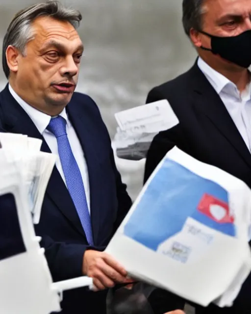 Prompt: Viktor orban stealing the money from the people