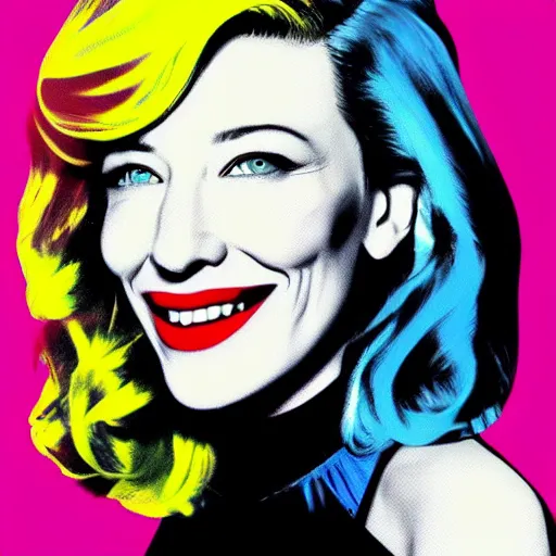 Image similar to pop art portrait of cate blanchett