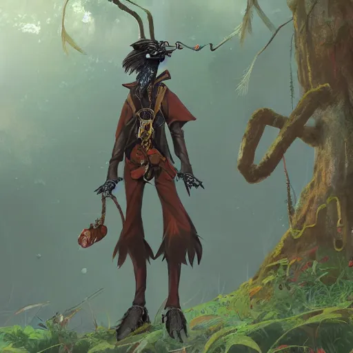 Prompt: concept art painting of an anthropomorphic humanoid crow, with steampunk clothes, in the deep forest, realistic, detailed, cel shaded, in the style of makoto shinkai and greg rutkowski and james gurney