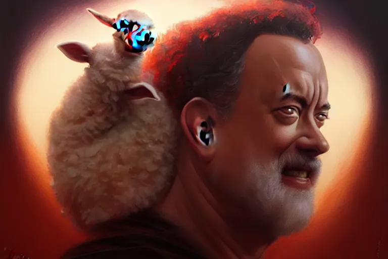 Prompt: a portrait of tom hanks as a lamb shank, hyper detailed, digital art, artstation, cinematic lighting, studio quality, smooth render, by artgerm, greg rutkowski, boris vallejo, craig mullins