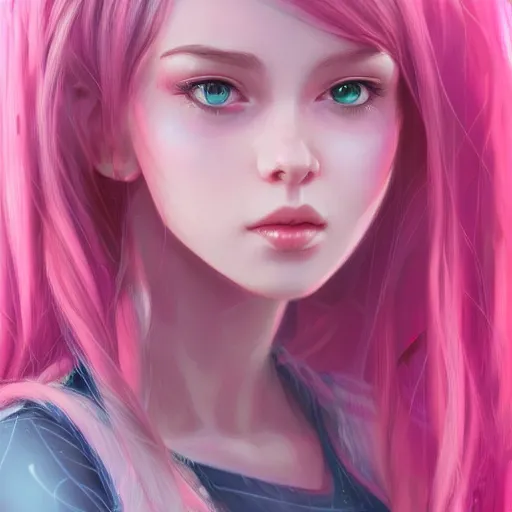 Image similar to teen girl, pink hair, gorgeous, amazing, elegant, intricate, highly detailed, digital painting, artstation, concept art, sharp focus, illustration, art by Ross tran