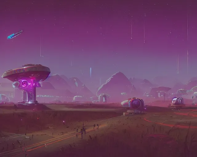 Image similar to galactic civilization, digital art, detailed, by simon stalenhag