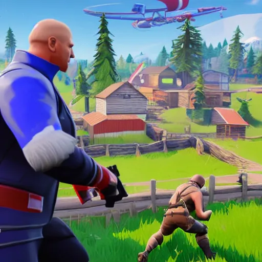 Image similar to vladimir putin as fortnite character, gameplay screenshot