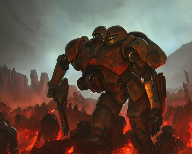 Image similar to army of doomguys, artstation,