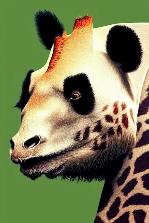 Image similar to a wonderful hybrid animal from a genetic mixture from a giraffe and a panda | realistic | 8k | sharp focus