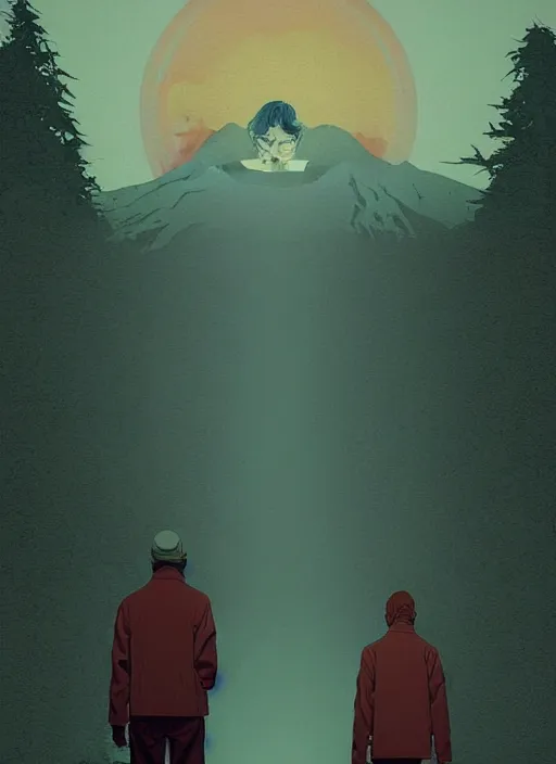 Prompt: Twin Peaks, of Michael Shannon the mechanic, mysterious creepy, poster artwork by Michael Whelan, Bob Larkin and Tomer Hanuka, from scene from Twin Peaks, simple illustration, domestic, nostalgic, from scene from Twin Peaks, clean, full of details, by Makoto Shinkai and thomas kinkade, Matte painting, trending on artstation and unreal engine, super clean, fine detail, cell shaded,