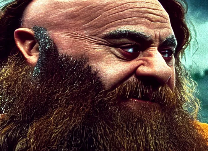 Image similar to film still of danny devito as gimli in lord of the rings movie, 8 k