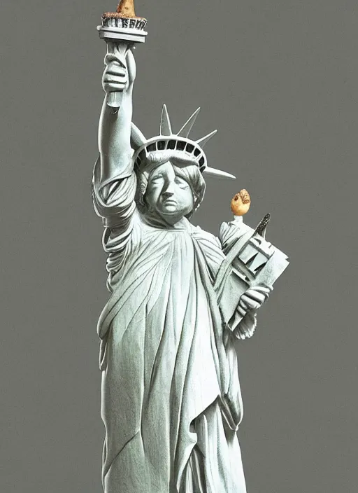 Image similar to A marble statue of a squirrel as a statue of liberty, holding an acorn in it's hand, museum photo