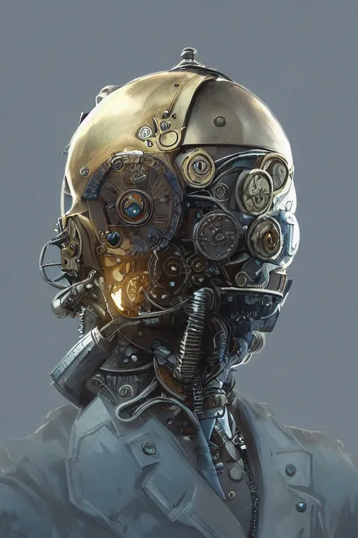 Image similar to steampunk helmet fantasy art mask robot ninja stylized digital illustration sharp focus, elegant intricate digital painting artstation concept art global illumination ray tracing advanced technology chaykin howard and campionpascale and cooke darwyn and davis jack