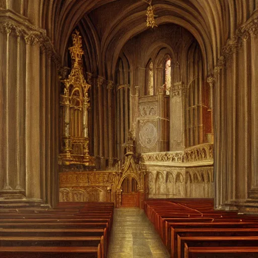 Image similar to highly detailed painting of a man sitting infront of a pipe organ inside of a cathedral, 4 k resolution, by jaquis luis david, visible paint layers, renaissance.