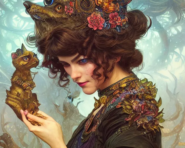 Image similar to photography of louis wain, deep focus, d & d, fantasy, intricate, elegant, highly detailed, digital painting, artstation, concept art, matte, sharp focus, illustration, hearthstone, art by artgerm and greg rutkowski and alphonse mucha