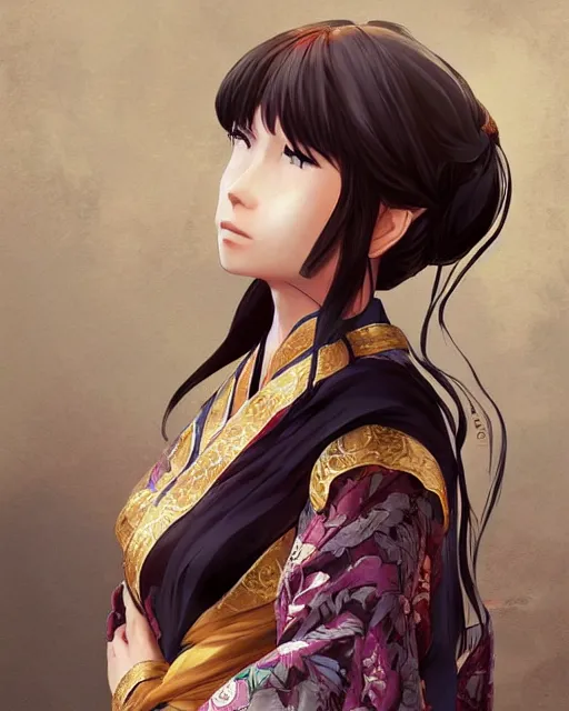 Image similar to An anime portrait of Ssunbiki as a beautiful woman wearing a kimono from Skyrim, by Stanley Artgerm Lau, WLOP, Rossdraws, James Jean, Andrei Riabovitchev, Marc Simonetti, and Sakimichan, trending on artstation