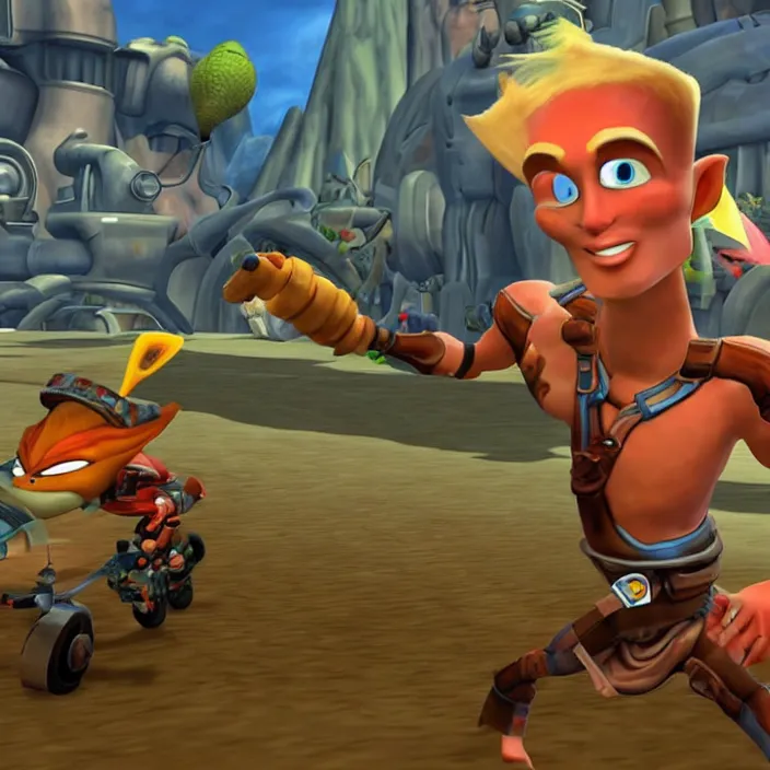 Prompt: elon musk in jak and daxter on the playstation 2