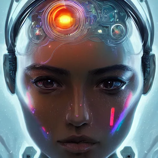 Prompt: cyborg holographic, translucent, detailed portrait, intricate complexity, by greg rutkowski, artgerm, ross tran, conrad roset, takato yomamoto, ilya kuvshinov. 4 k, beautiful, cinematic dramatic atmosphere