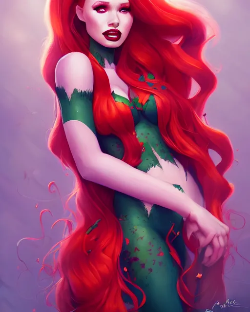 Image similar to portrait of Madelaine Petsch as Poison Ivy, art by lois van baarle and loish and ross tran and rossdraws and sam yang and samdoesarts and artgerm, middle shot, digital art, highly detailed, intricate, sharp focus, Trending on Artstation HQ, deviantart, unreal engine 5, 4K UHD image