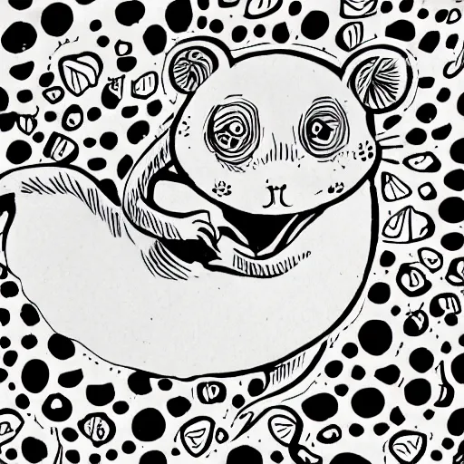 Image similar to a Hamster in the style of junji ito
