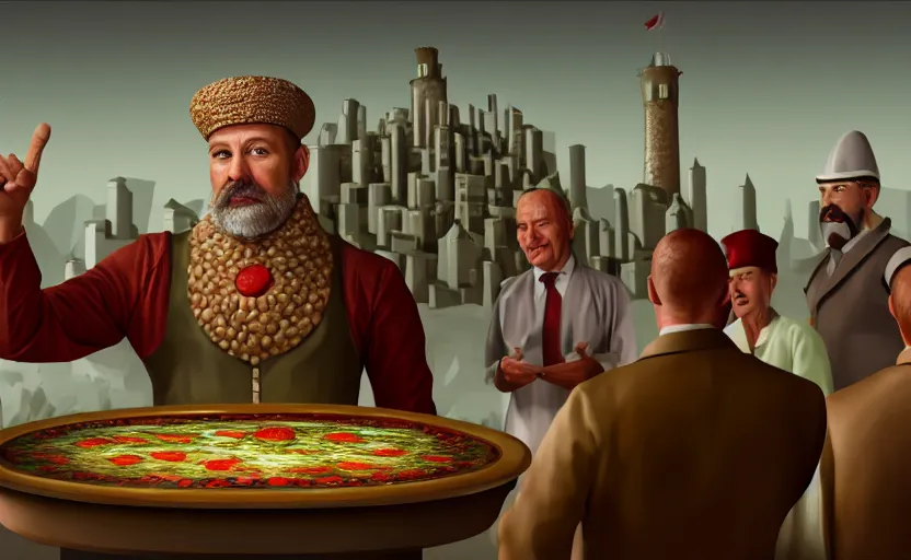 Image similar to aspic civilization, realistic, 4 k, aspic king giving a speech in aspic town